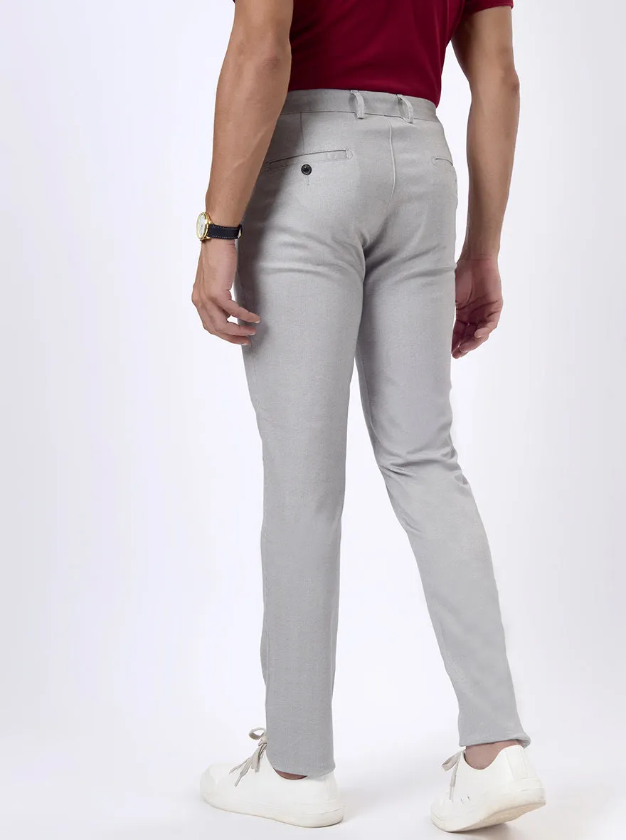 Light Grey Printed Uno Fit Casual Trouser | JadeBlue