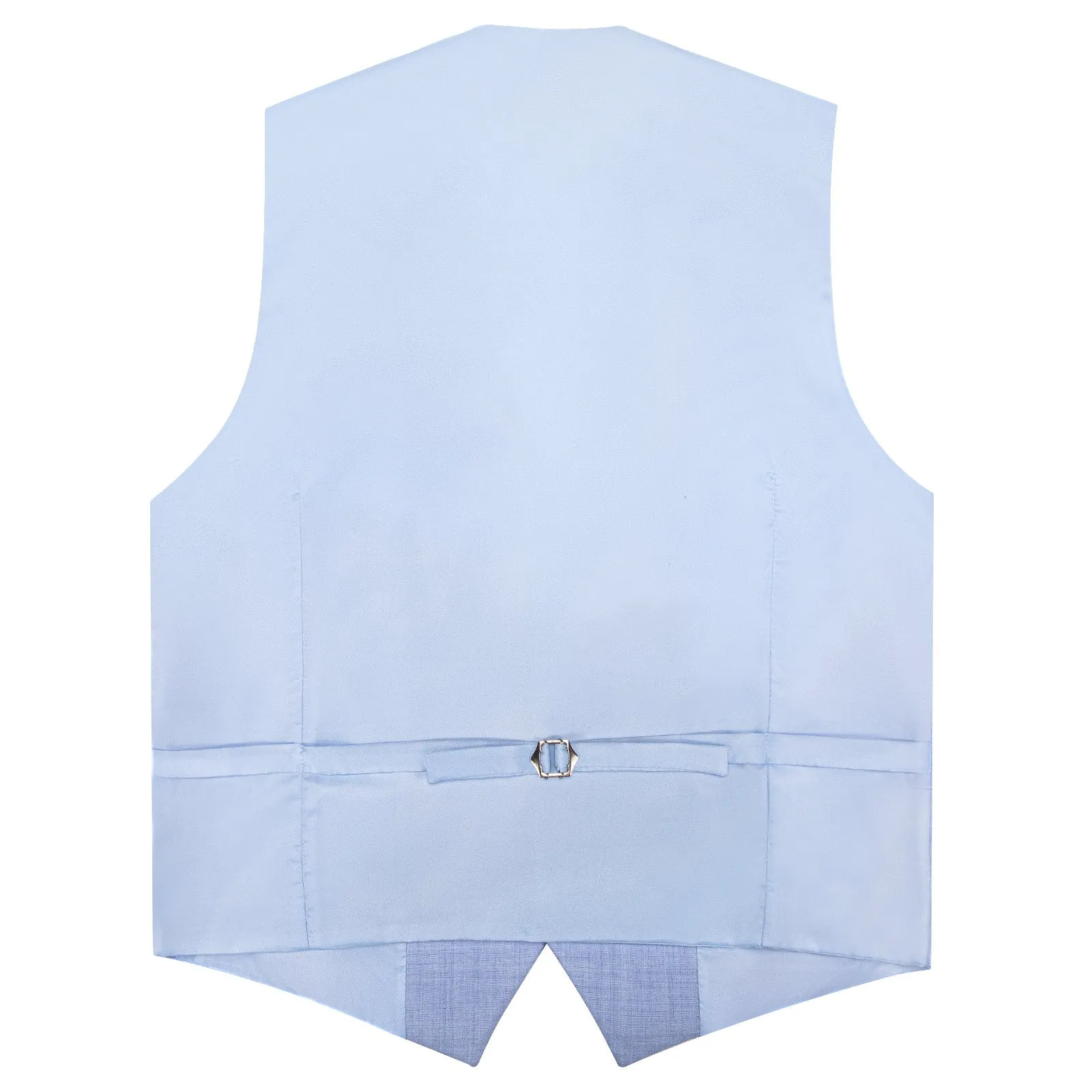LightBLue Solid Jacquard Men's Vest Hanky Cufflinks Tie Set