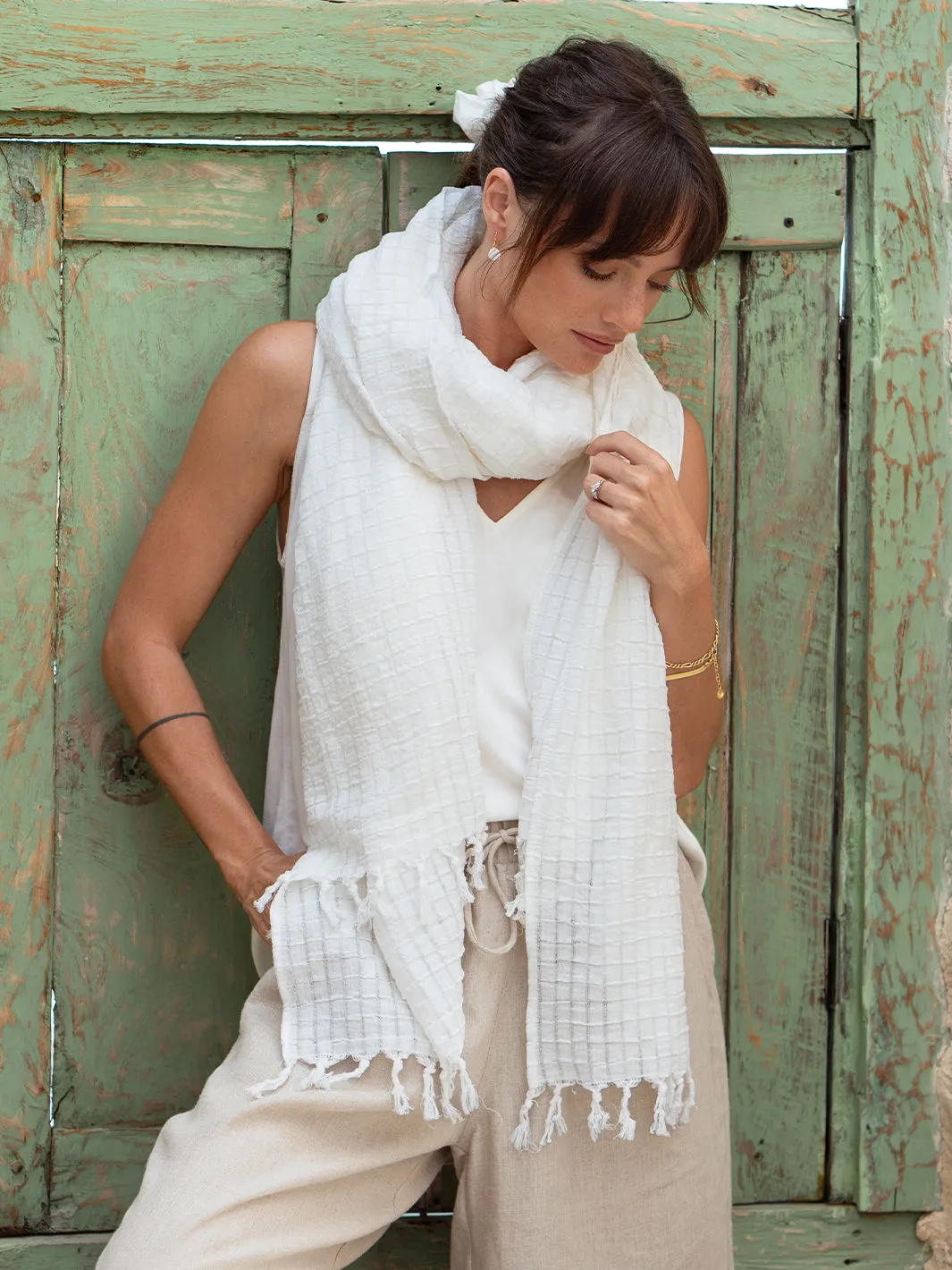 Lugano Cotton Scarf White