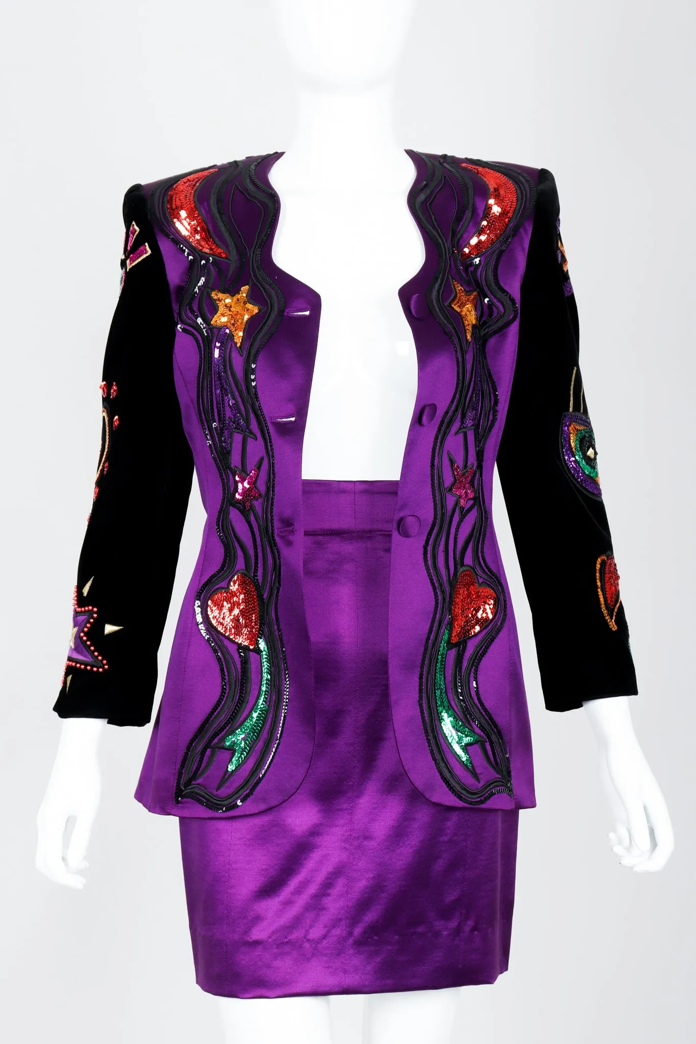 Magic Eye Satin Jacket & Skirt Set