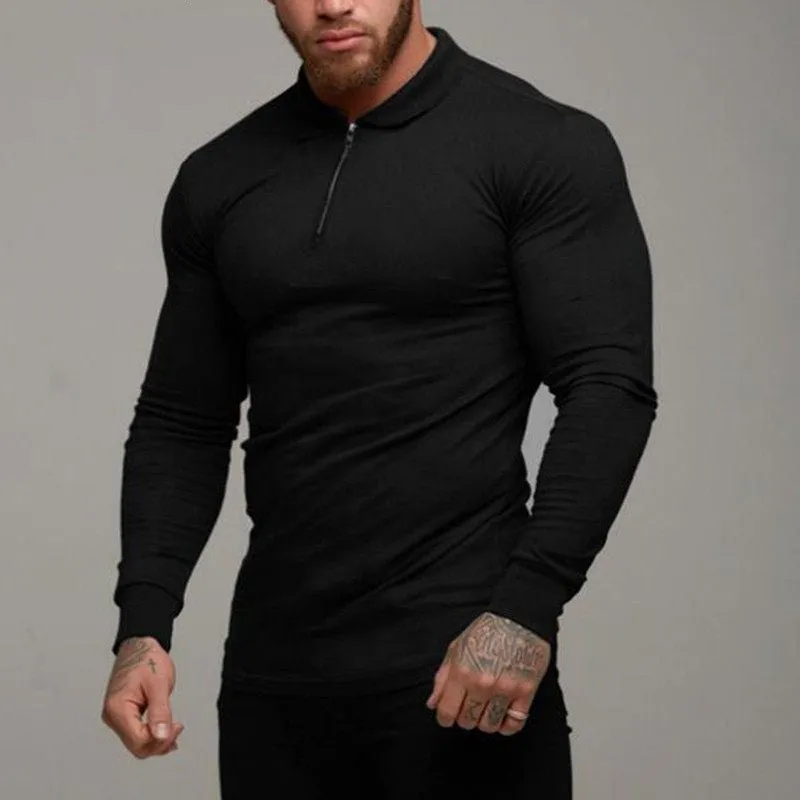 Men's Long Sleeve Slim Fit Polo Shirt