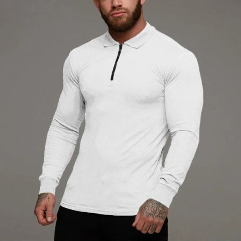 Men's Long Sleeve Slim Fit Polo Shirt