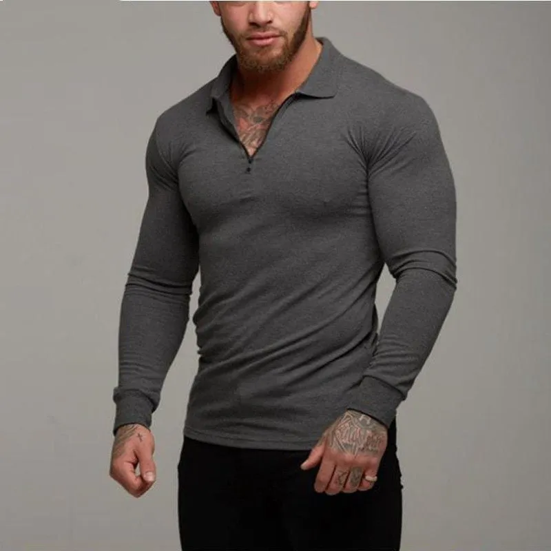 Men's Long Sleeve Slim Fit Polo Shirt