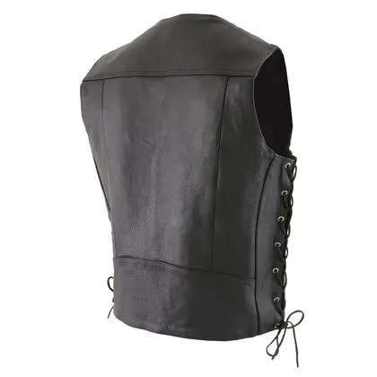 Men's Premium Side Lace Leather Vest w/ Buffalo Snaps
