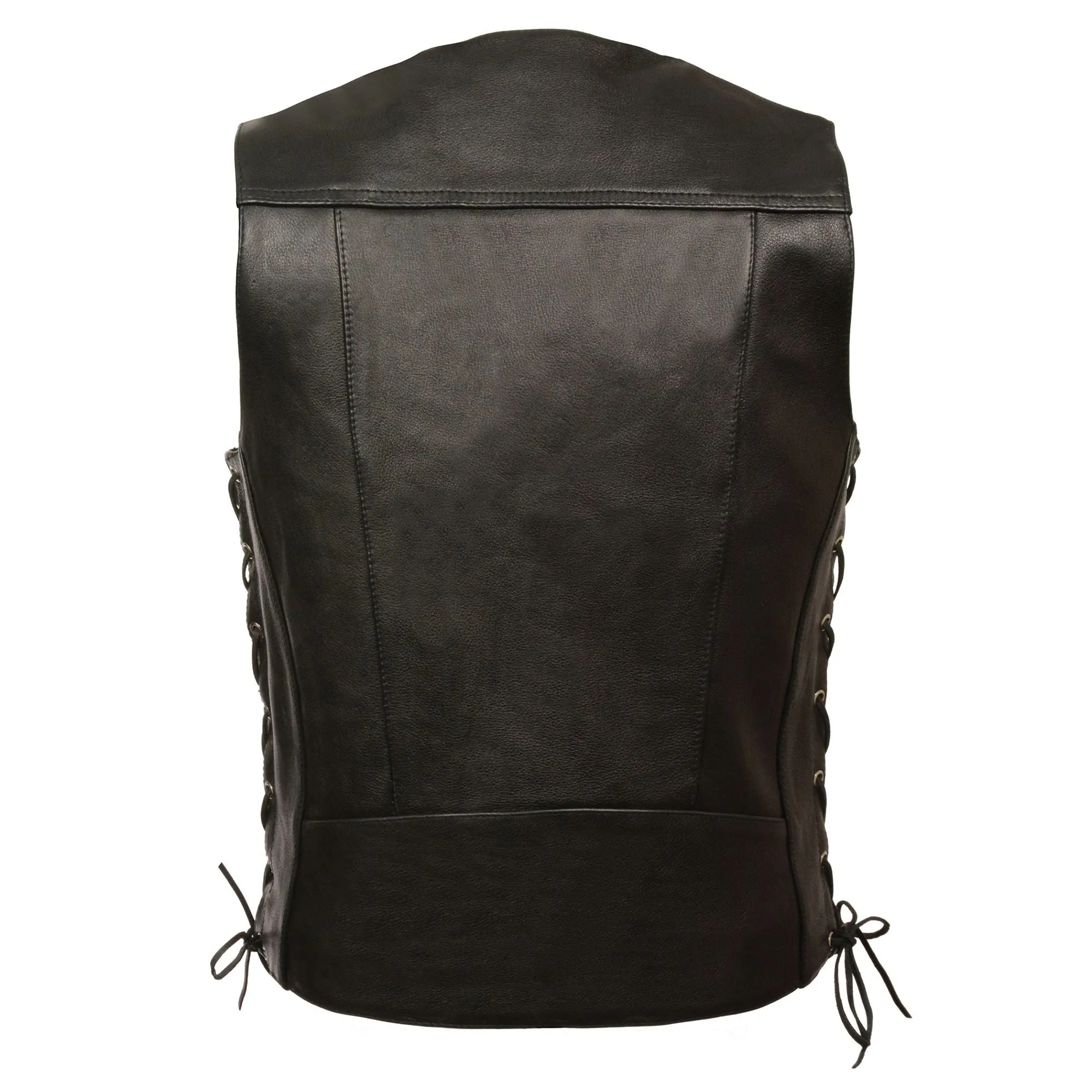 Men's Premium Side Lace Leather Vest w/ Buffalo Snaps