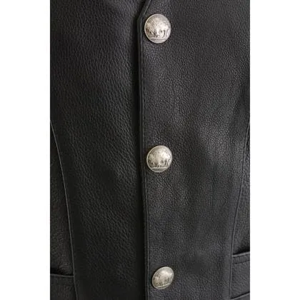 Men's Premium Side Lace Leather Vest w/ Buffalo Snaps