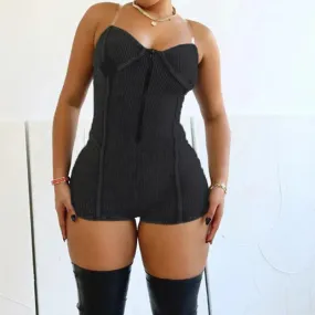 Metaversmall Streetwear Bodycon Sexy Summer Playsuit Women Spaghetti Strap Zipper Stitching Party Jumpsuit Club One Piece Rompers
