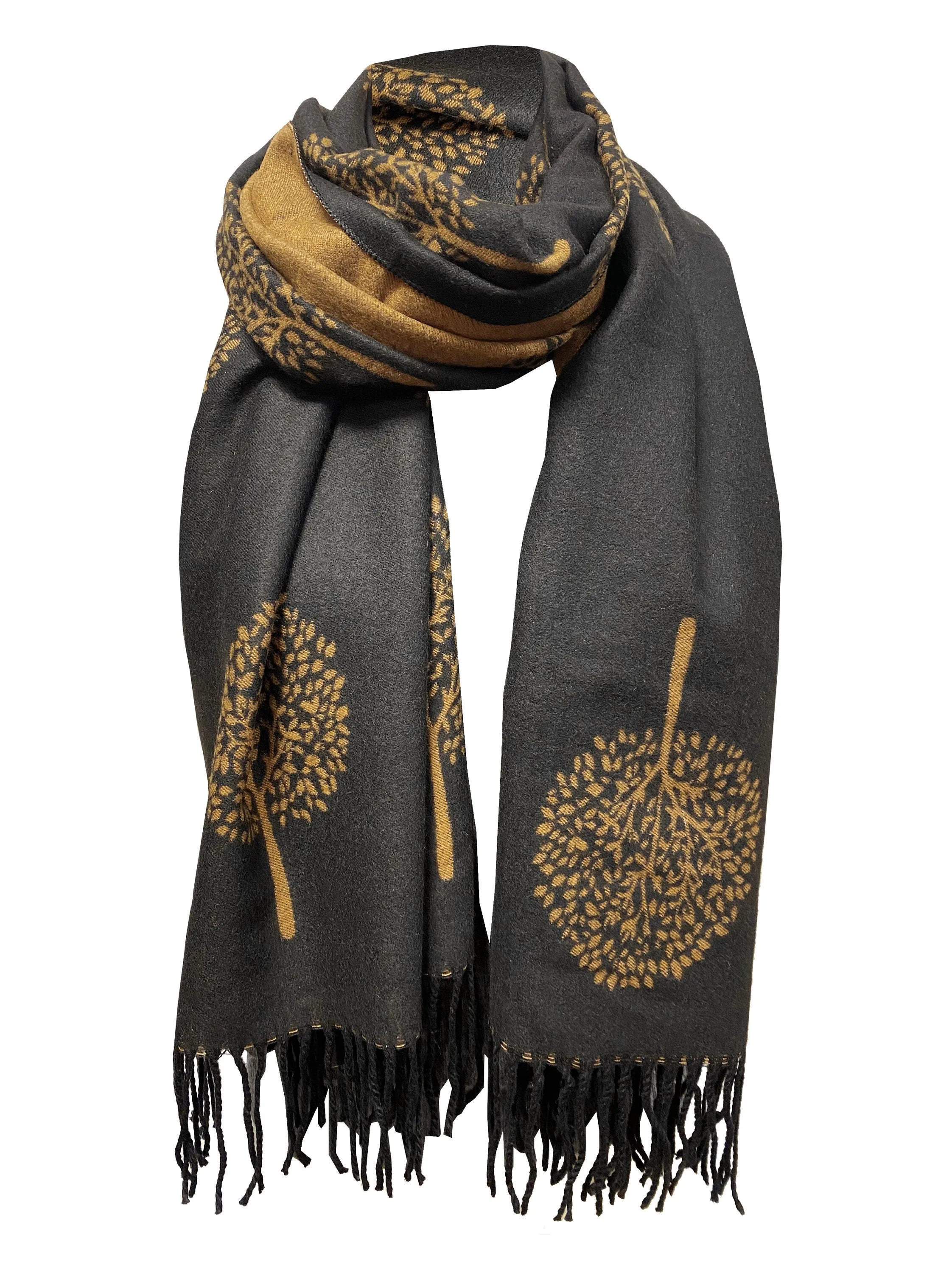 NEW Mulberry tree print Black beige Colour cashmere scarf reversible super soft winter shawl unisex trending scarf Xmas gift for him and her