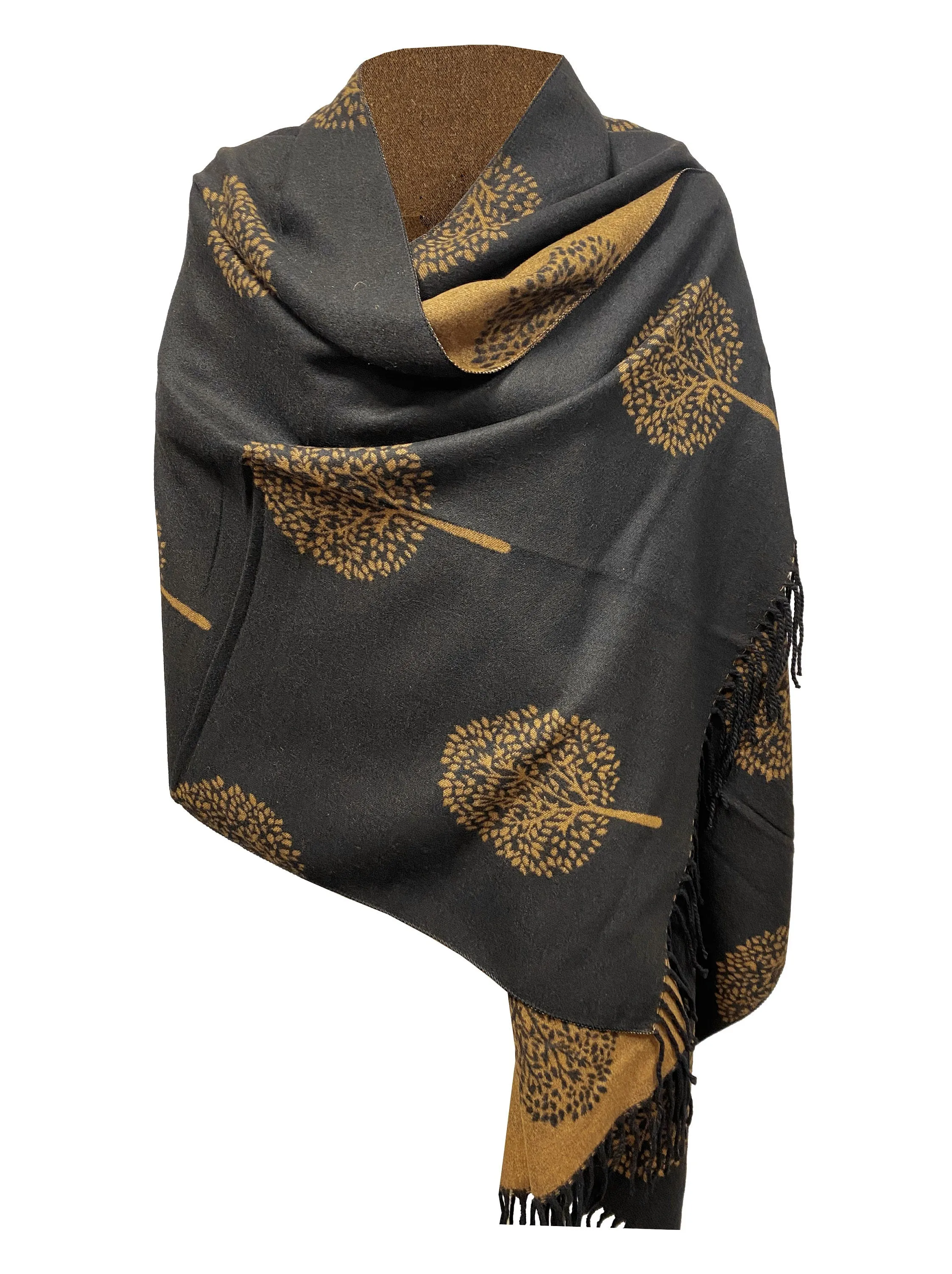 NEW Mulberry tree print Black beige Colour cashmere scarf reversible super soft winter shawl unisex trending scarf Xmas gift for him and her