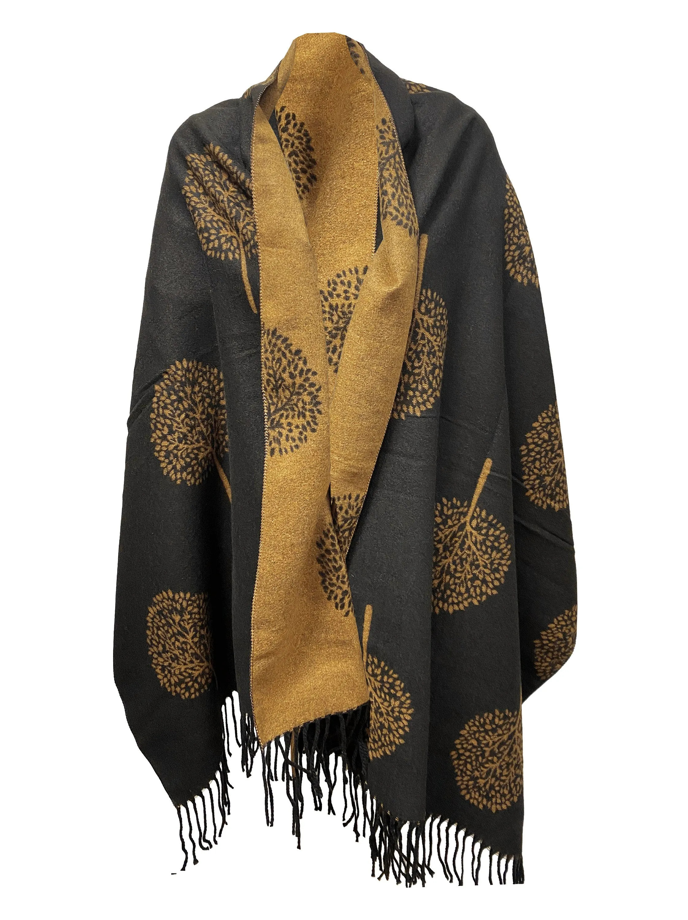 NEW Mulberry tree print Black beige Colour cashmere scarf reversible super soft winter shawl unisex trending scarf Xmas gift for him and her