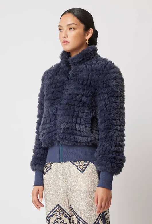 Once was Novella Faux Fur Bomber Jacket