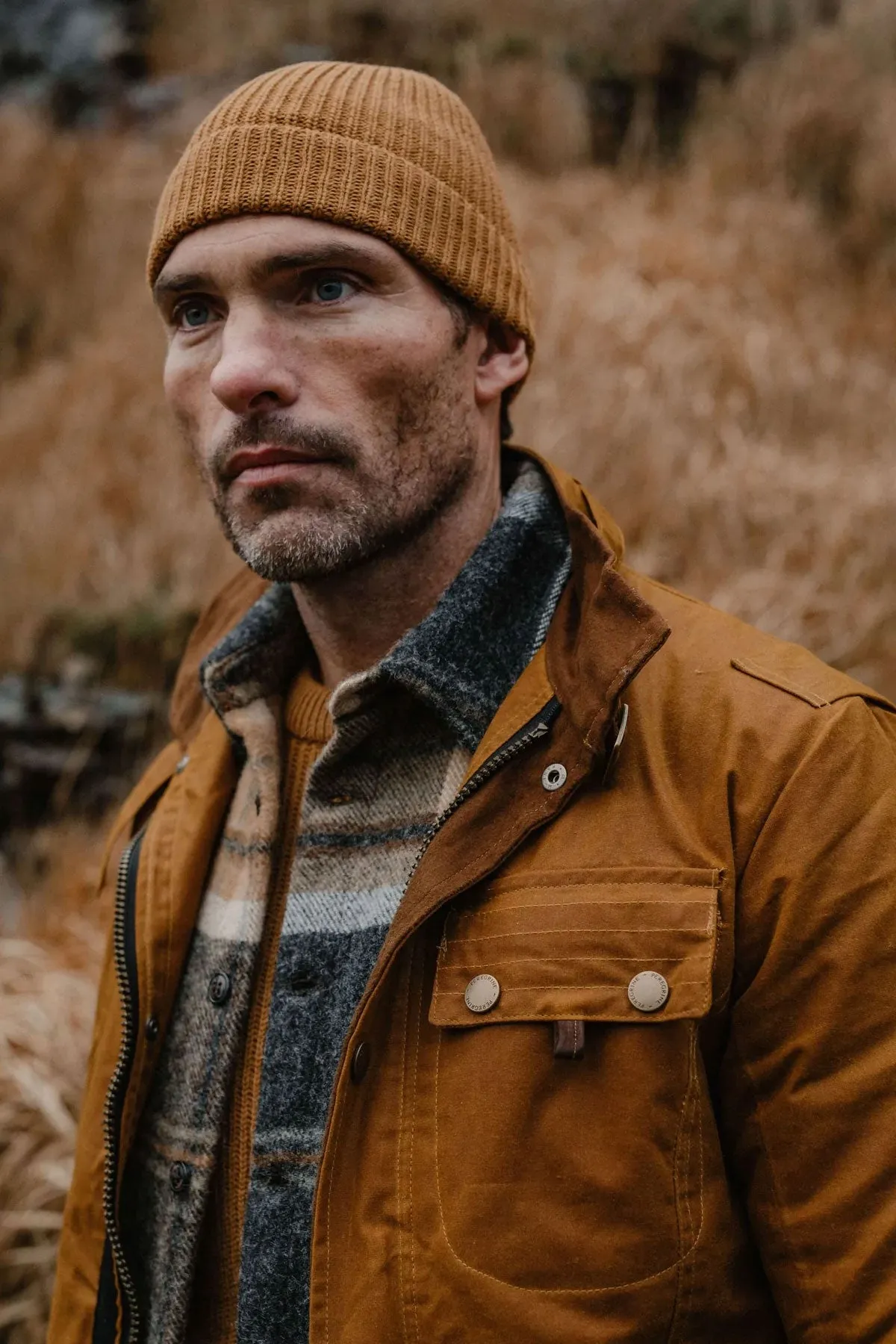 Peregrine - Porter Ribbed Beanie in Wheat