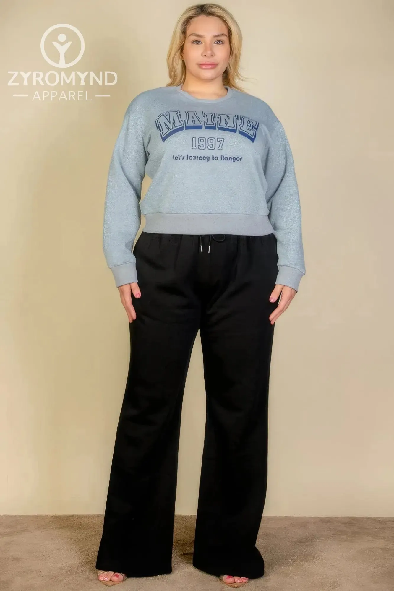 Plus Size Drawstring Waist Slant Pocket Sweatpants