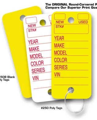 Poly Tag Key Tags - Qty 250 per pack