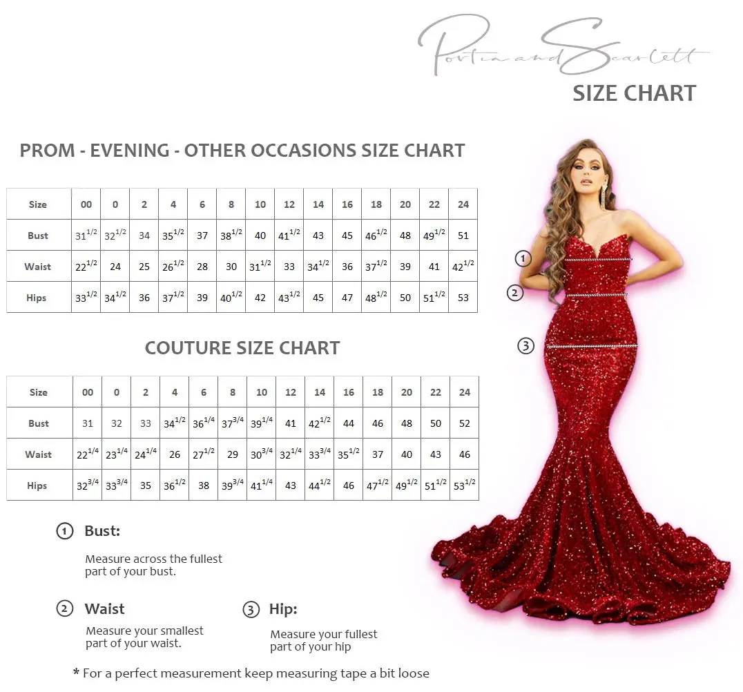 Portia & Scarlett PS23106 Red One Sleeve Sequin Mini Dress with Train Detail