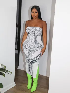 Purpdrank - Fall Fashion 3D Print Streetwear Dresses For Women Slash Neck Sleeveless Dress White Bodycon Cut Out Dress Female