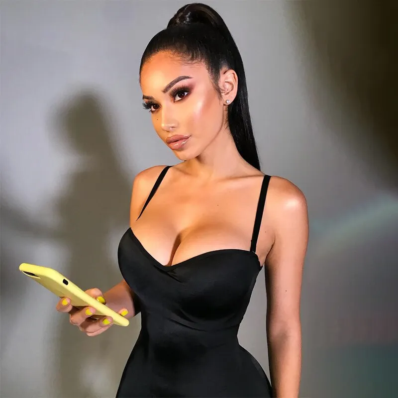 Purpdrank - Solid Women Strap Mini Dress Bodycon Sexy Streetwear Party Club Elegant  Summer Clothes Basic Slim Fashion Casual