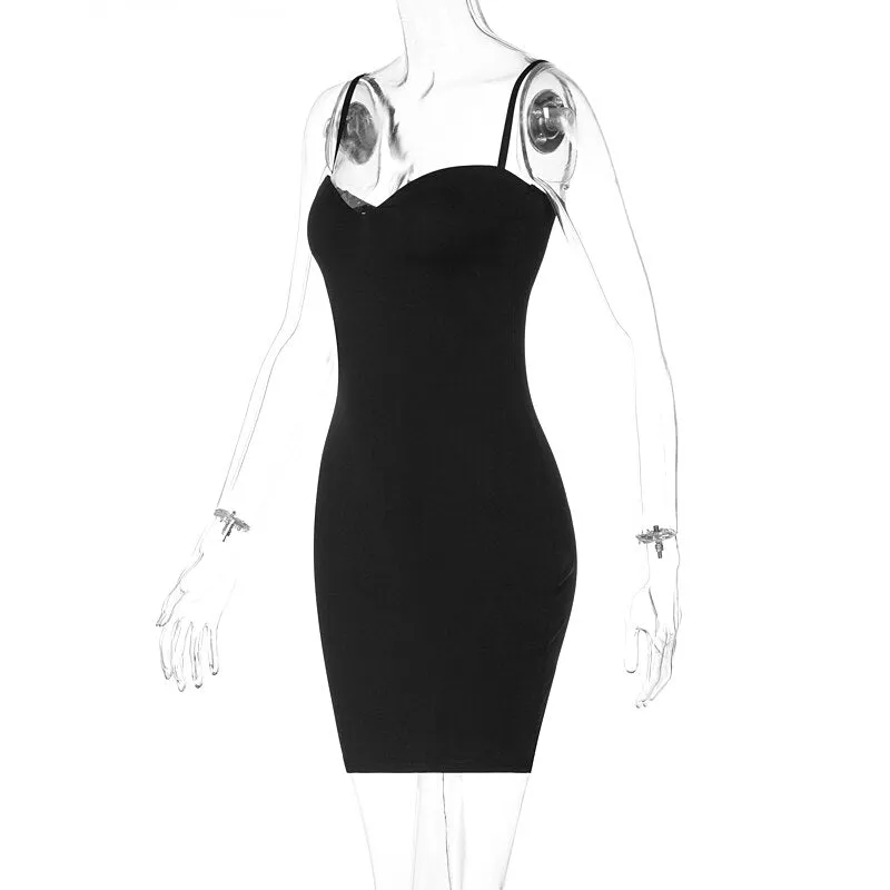 Purpdrank - Solid Women Strap Mini Dress Bodycon Sexy Streetwear Party Club Elegant  Summer Clothes Basic Slim Fashion Casual