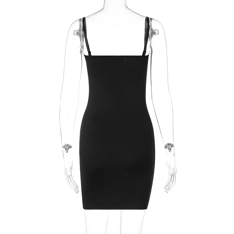 Purpdrank - Solid Women Strap Mini Dress Bodycon Sexy Streetwear Party Club Elegant  Summer Clothes Basic Slim Fashion Casual