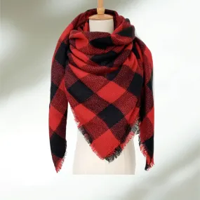 Red & Black Buffalo Plaid Women's Blanket Scarf / Women Scarf / Gifts for Her / Women Shawl / Bridesmaid Scarf/ Fall Scarf/