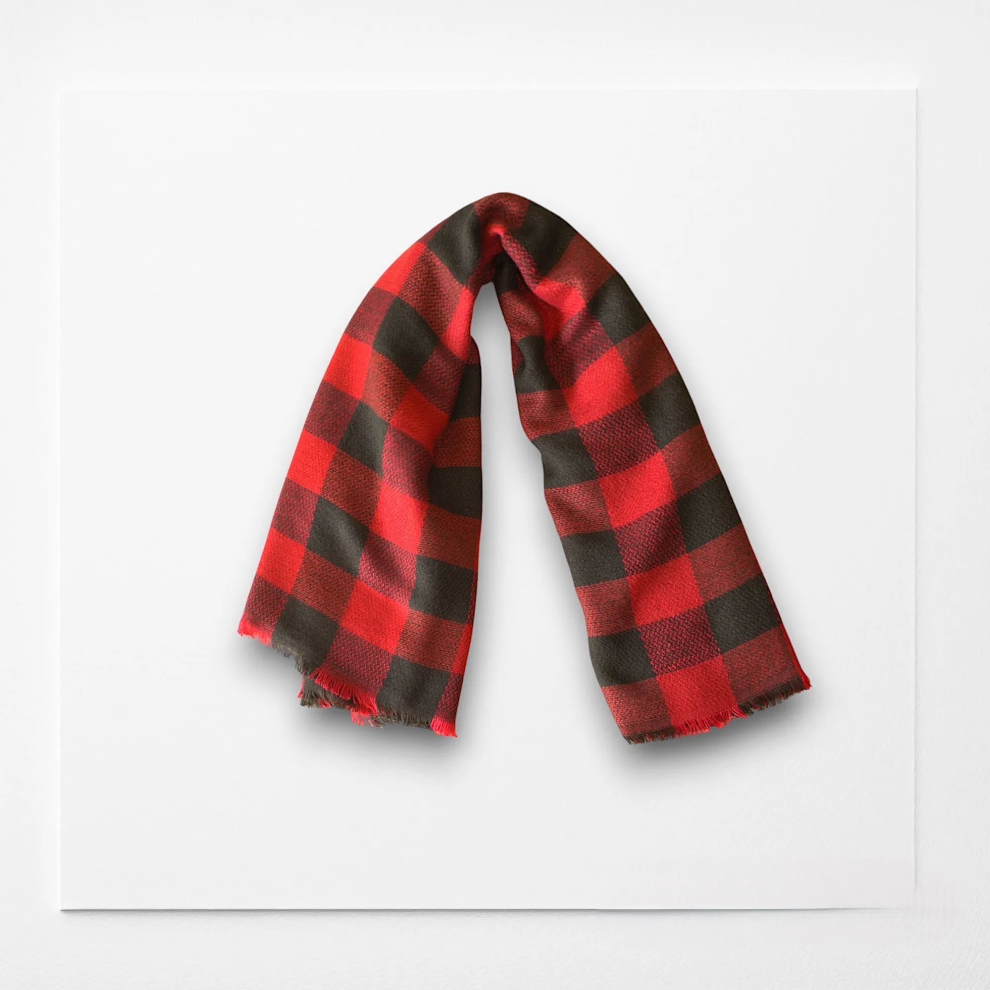 Red & Black Buffalo Plaid Women's Blanket Scarf / Women Scarf / Gifts for Her / Women Shawl / Bridesmaid Scarf/ Fall Scarf/