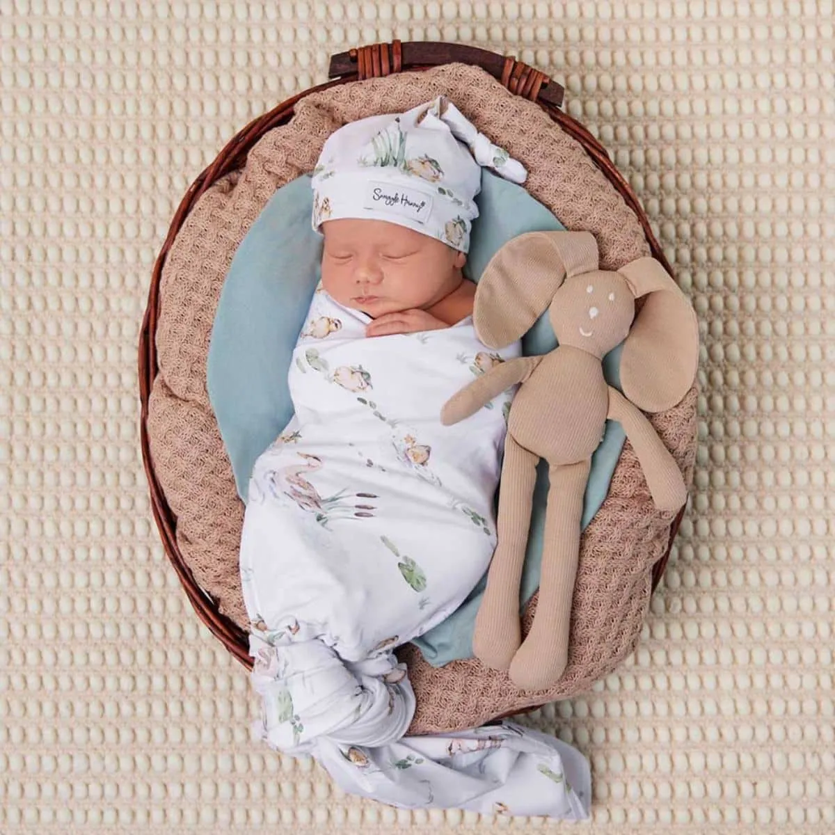 Snuggle Hunny Jersey Wrap with Matching Headwear - Duck Pond Organic