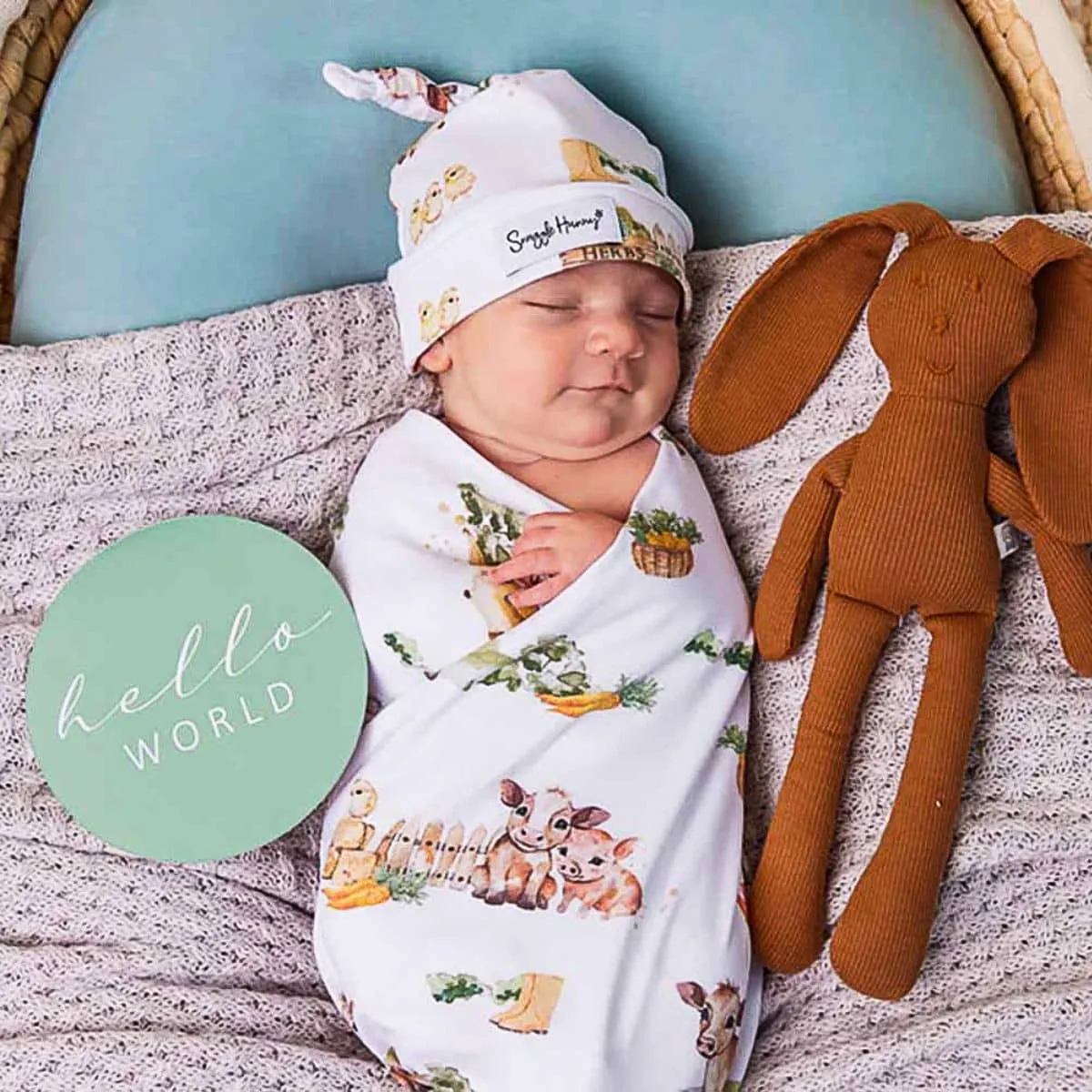 Snuggle Hunny Jersey Wrap with Matching Headwear - Farm Organic