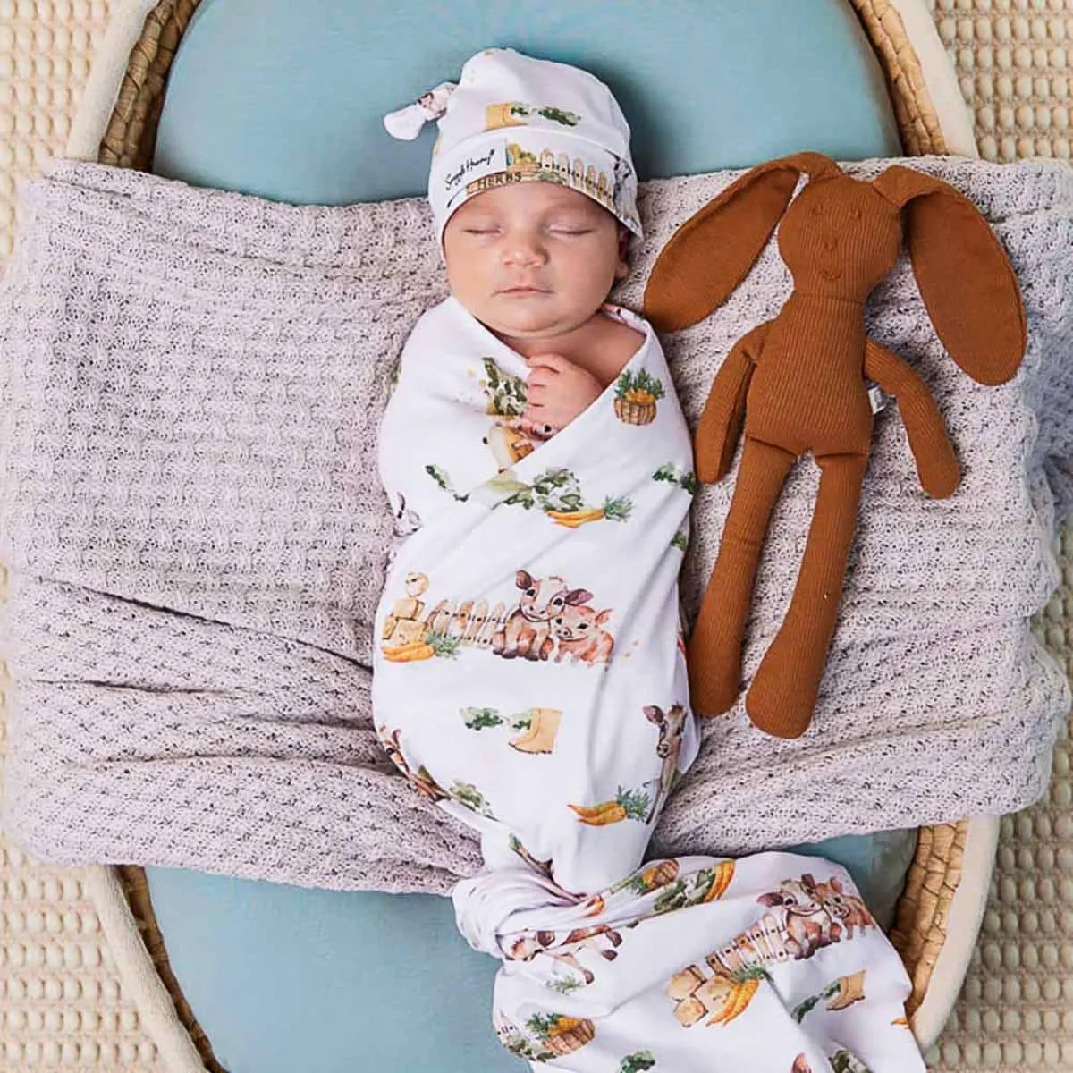 Snuggle Hunny Jersey Wrap with Matching Headwear - Farm Organic