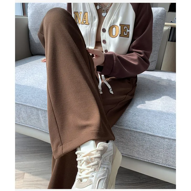 Solid Casual Plus Sports Loose Fit Sweatpants