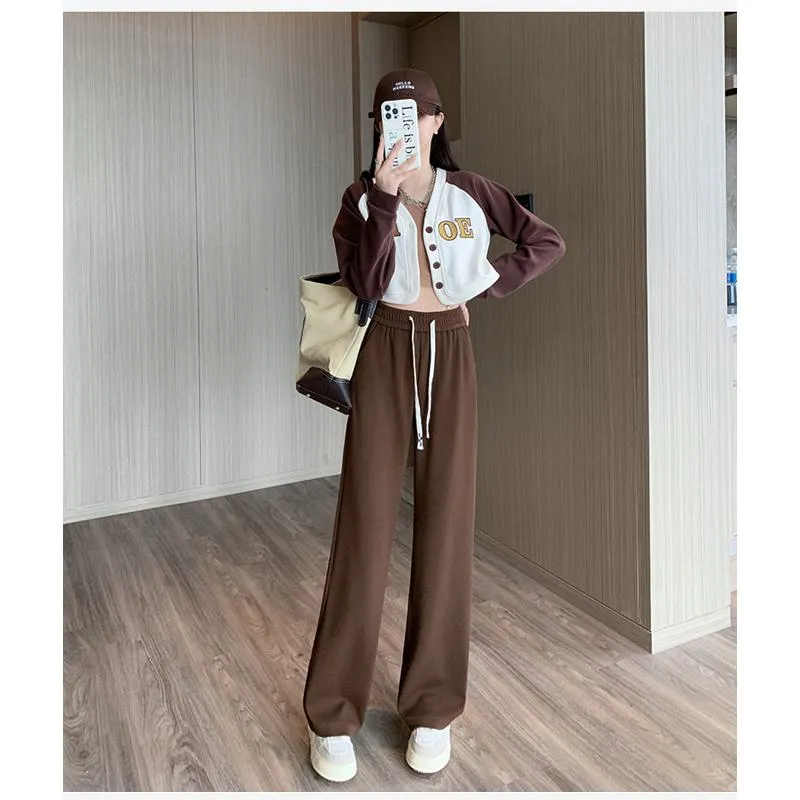 Solid Casual Plus Sports Loose Fit Sweatpants