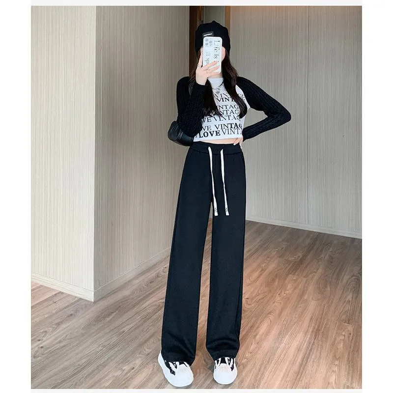 Solid Casual Plus Sports Loose Fit Sweatpants