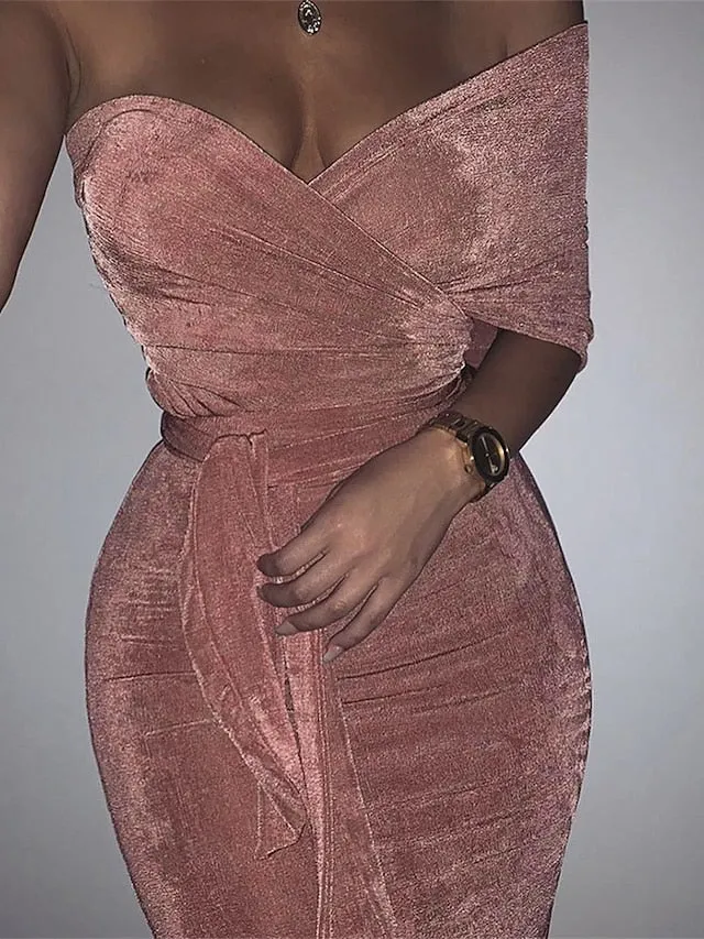 Two Piece Off The Shoulder Midi Dress
