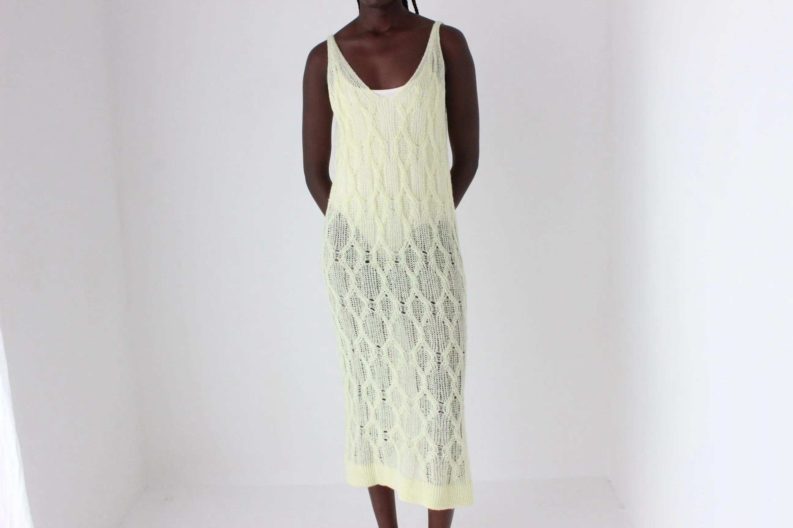 Unusual 2000s Pastel Cable Knit Tank Dress