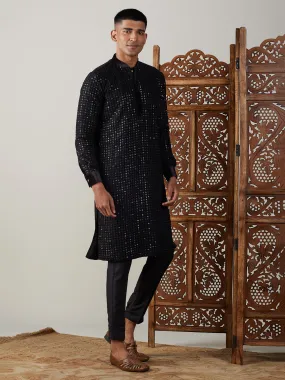 Vastramay Black Georgette Kurta Pant Set