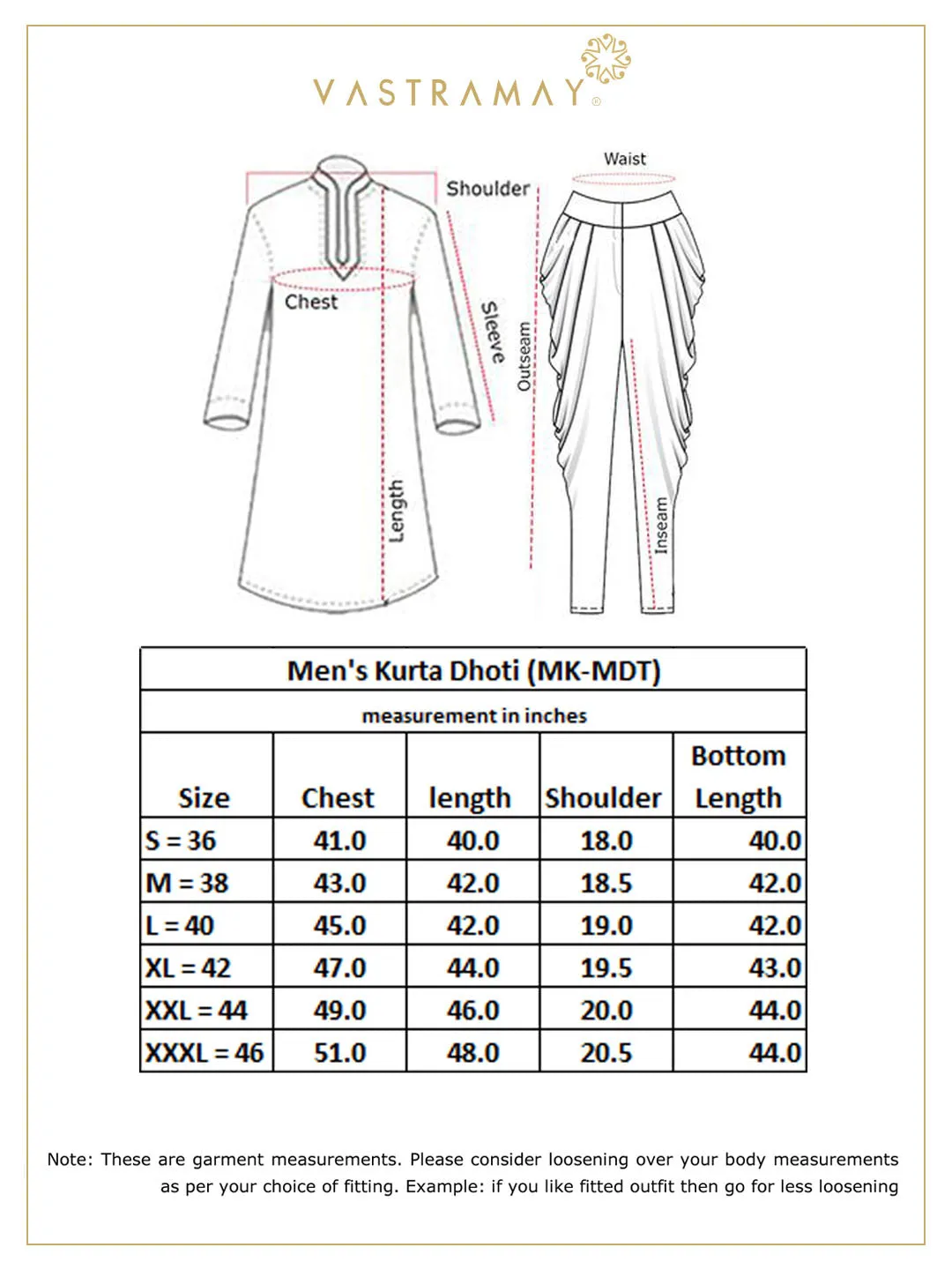 VASTRAMAY Blue & White Cotton Kurta Dhoti