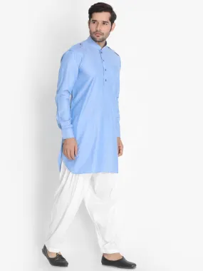 VASTRAMAY Blue Cotton Kurta and Patiala Set