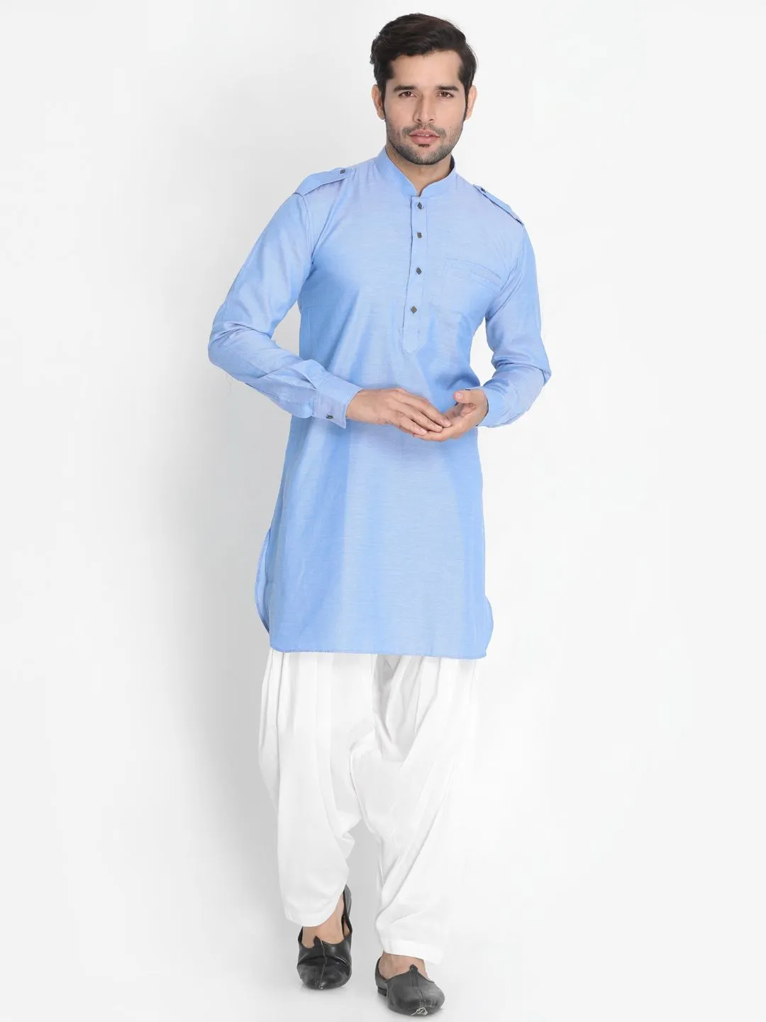 VASTRAMAY Blue Cotton Kurta and Patiala Set