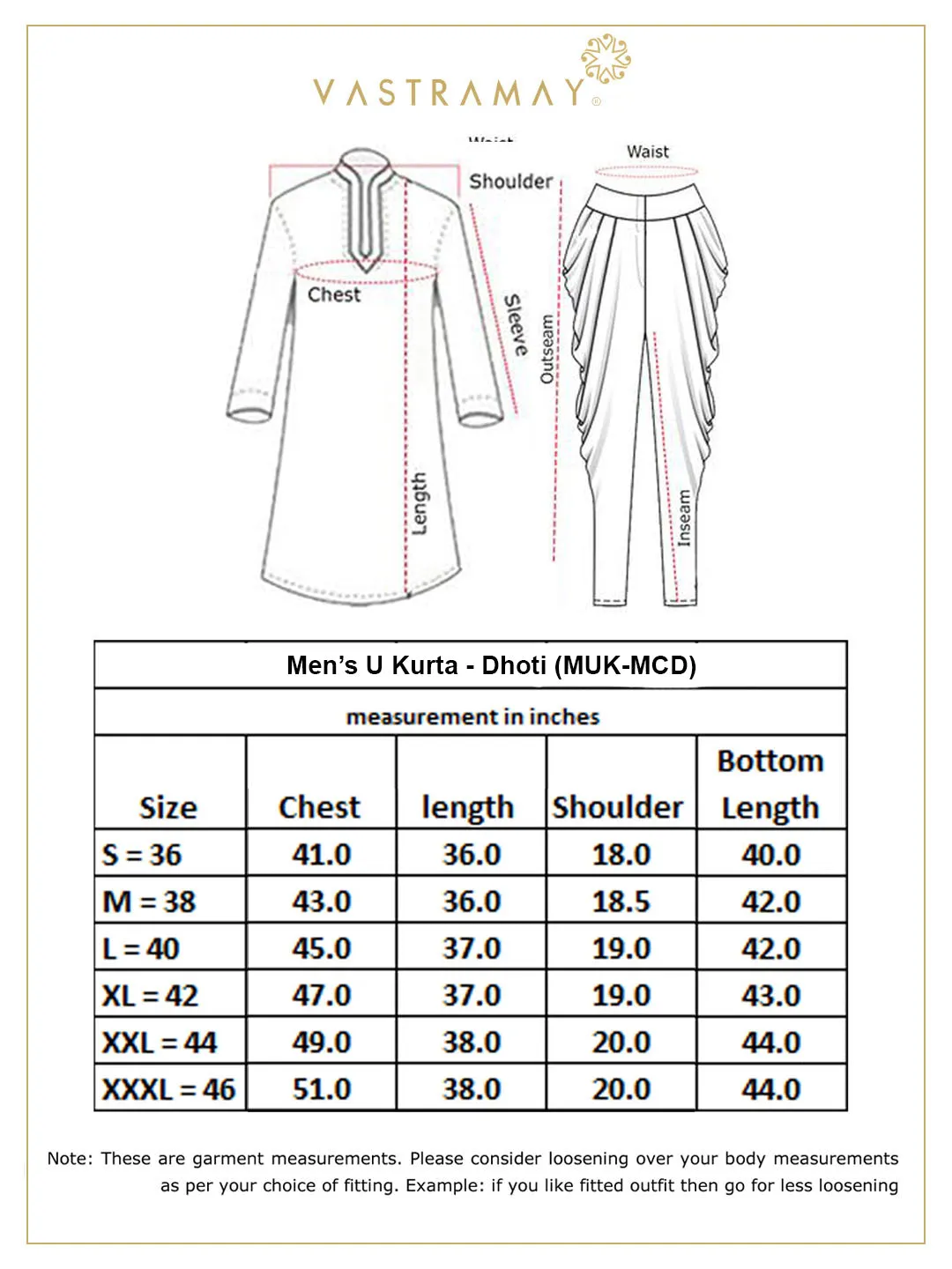 VASTRAMAY Blue Cotton Kurta Dhoti Set