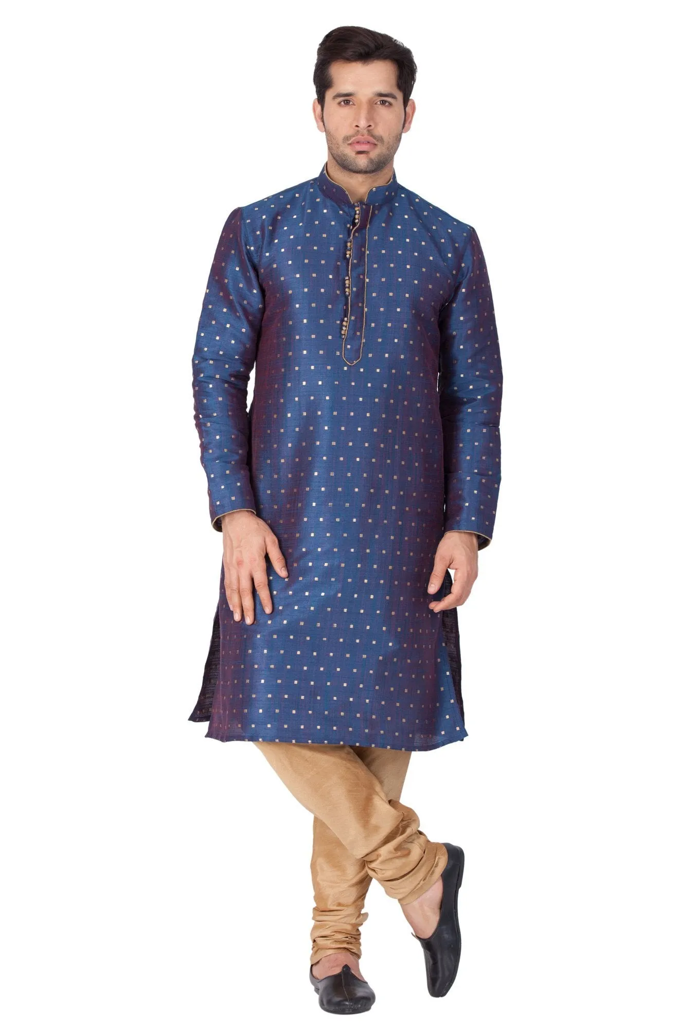 VASTRAMAY Blue Zari Weaved Kurta Set