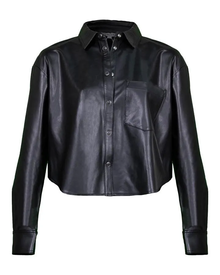 Veronica Beard Aderes Faux Leather Shirt