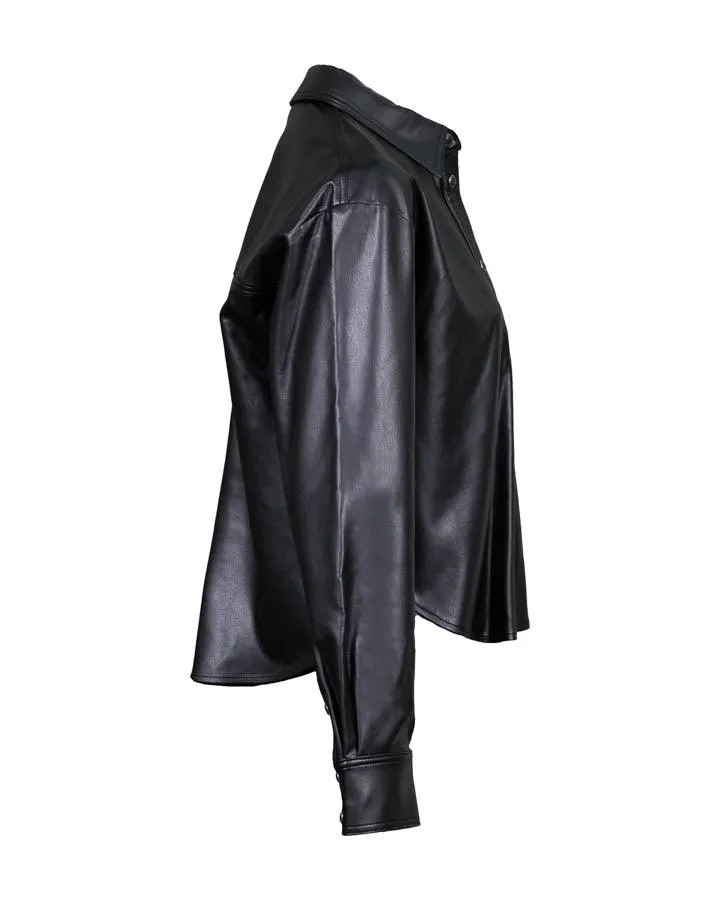 Veronica Beard Aderes Faux Leather Shirt