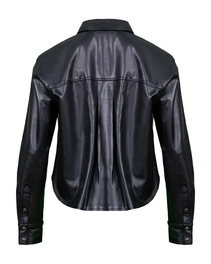 Veronica Beard Aderes Faux Leather Shirt