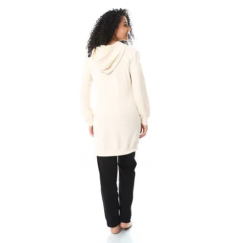 Women's Beige & Black Sweatpants - Stylish and Comfortable Lounge Bottoms