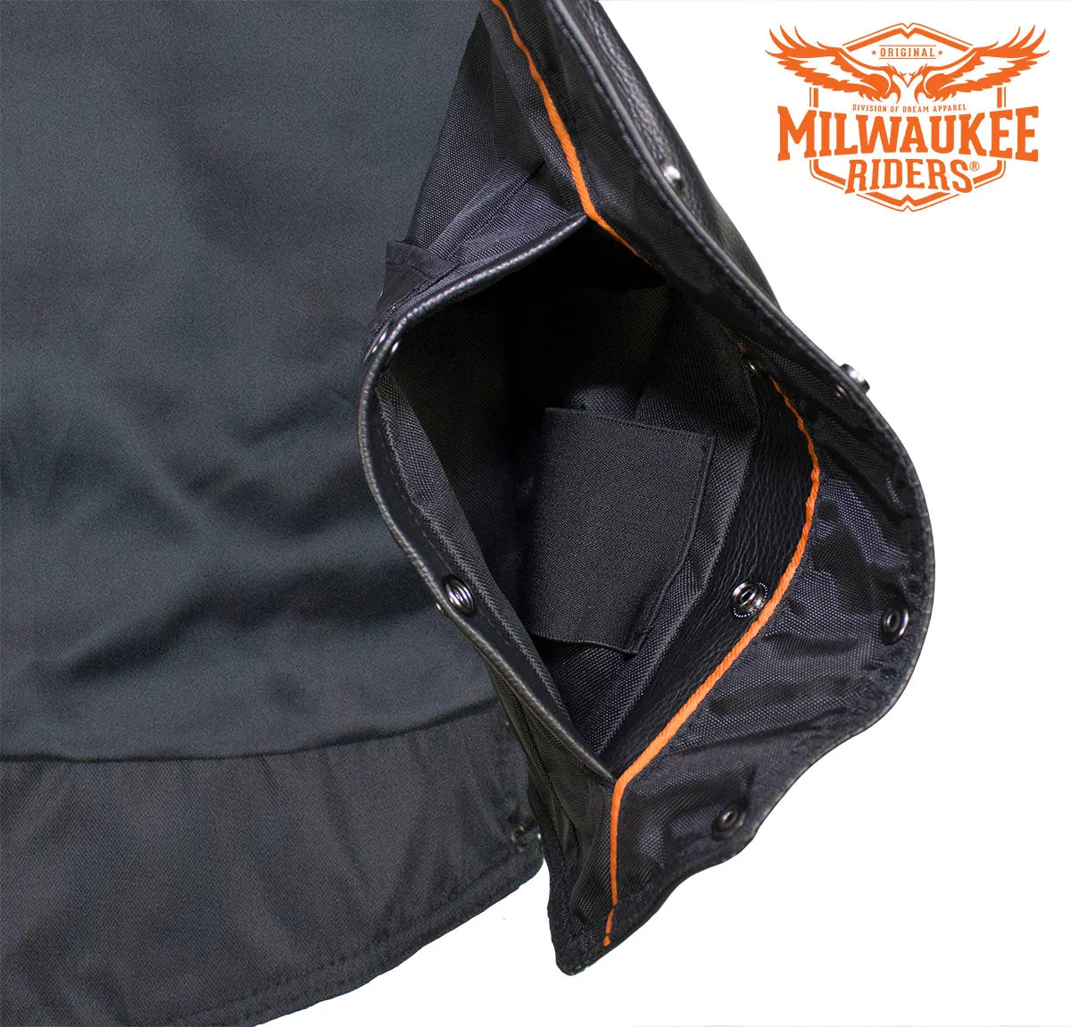 Womens Motorcycle Vest With Braid and Side Laces Conceal Gun Pockets