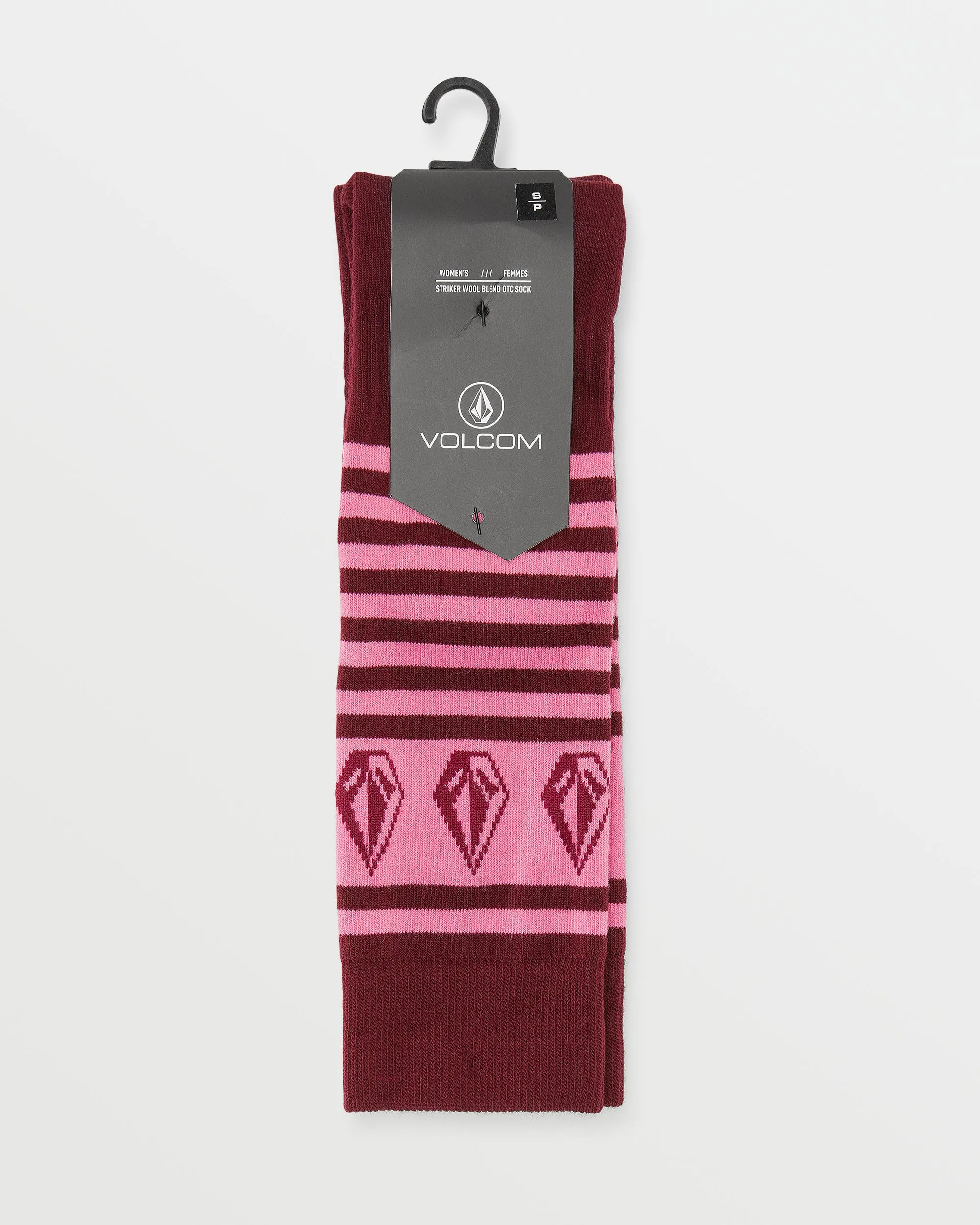 Womens Striker Wool Blend Otc Sock - Burgundy
